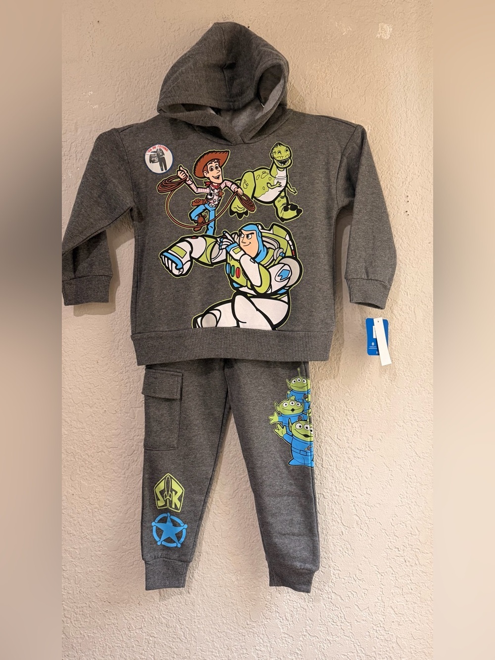 Disney Pixar Toy Story Grey Hoodie & Jogger Set - Buzz & Woody Graphics 4T